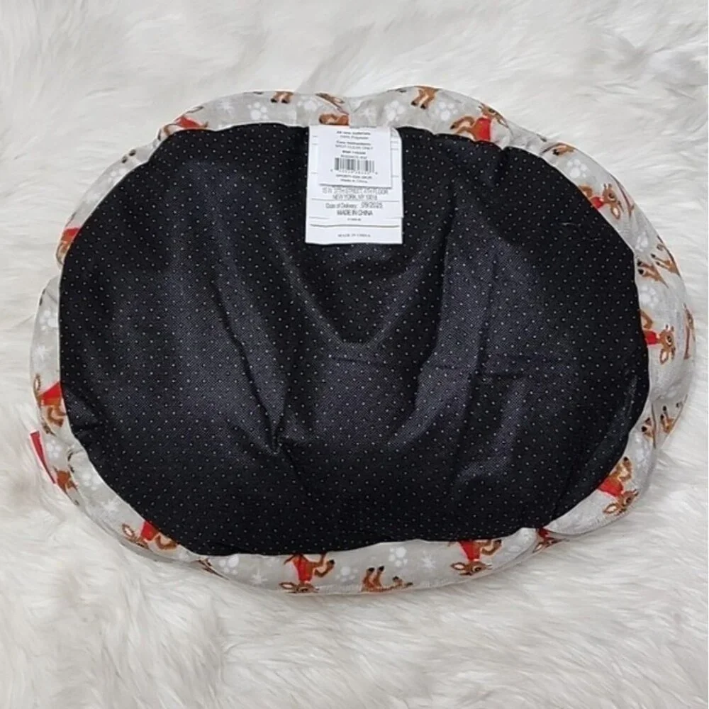 Offical Rudolph The Red Nosed Reindeer Pet Cat Dog Bed NWT Grey White Brown Red